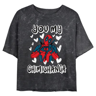 Junior's Marvel: Deadpool You're My Chimichanga Heart Sign Crop T-Shirt