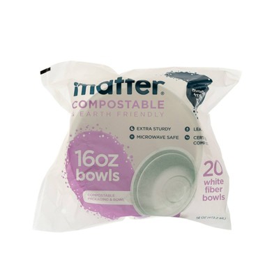 Matter Compostable Fiber Disposable Bowls - White - 16oz/20ct