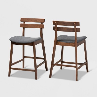 Set of 2 Larine Wood Counter Height Barstools - Baxton Studio