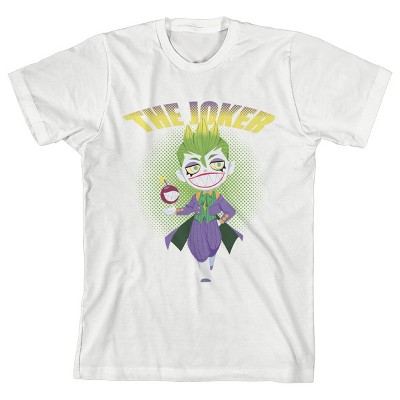 Boy's White Tee, Chibi Joker Full-Body Toddler Boy to Youth Boy