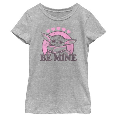Girl's Star Wars: The Mandalorian Valentine's Day Grogu Be Mine Retro T-Shirt