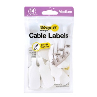 Wrap-It 14pk Cable Labels Medium White