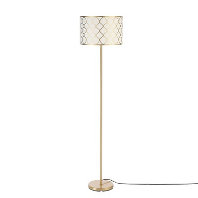 65" Novogratz X Globe Kinsley Matte Brass Floor Lamp: Standing Lamp for Living Room - Globe Electric