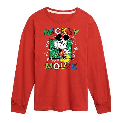 Boys' - Disney - Mickey Mouse Cartoon Pop Long Sleeve Graphic T-Shirt