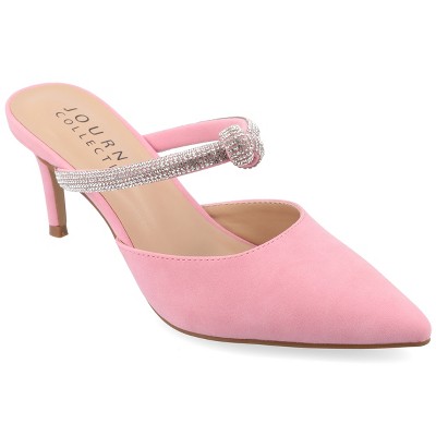 Journee Women's Lunna Mules Mid Stiletto Pointed Toe Pumps