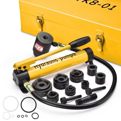 Yescom 10 Ton Hydraulic Knockout Punch Set 1/2" to 2" 6-Die Conduit Hole Puncher for Metal - Yellow