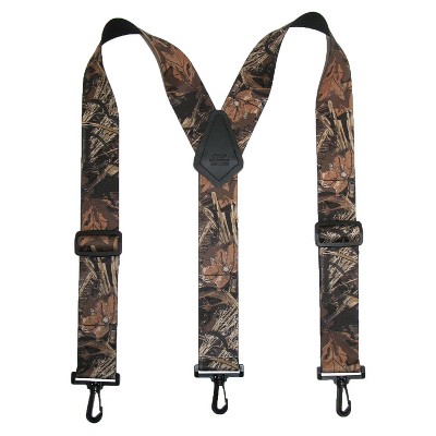 CTM Men's Elastic Camouflage Suspenders with Black Swivel Clips