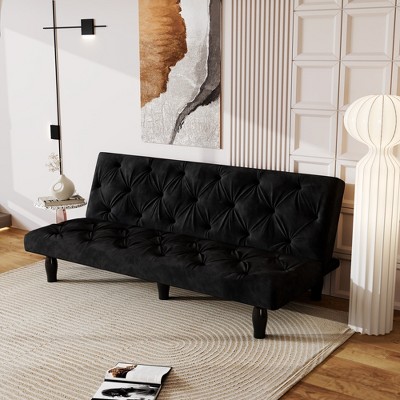 66" Velvet Convertible Sofa Bed Loveseat, 3-Position Adjustable Backrest - ModernLuxe