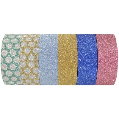 Wrapables Japanese Washi Masking Tape, Glitter Collection (Set of 6)