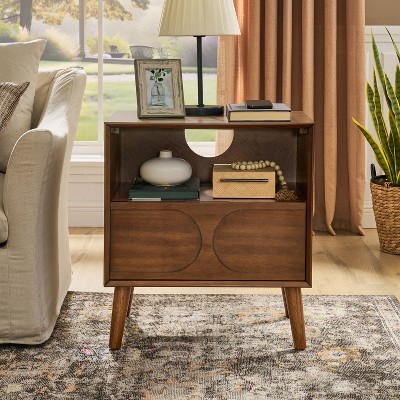 Bella Depot Fluted Nightstand with Charging Station