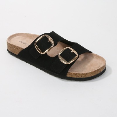 Berness Women's Karen Double Buckle Suede Slide Sandals