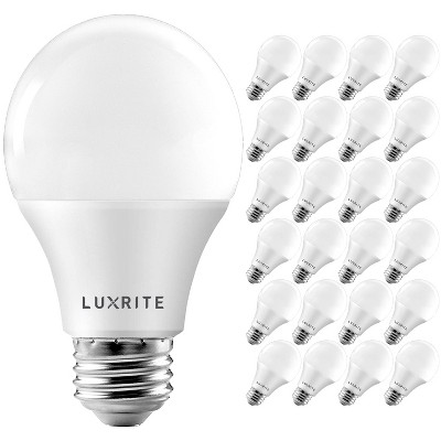 Luxrite A19 LED Light Bulbs 100 Watt Equivalent Dimmable, 3500K Natural White, 1600 Lumens, Enclosed Fixture Rated,s 15W, E26 Medium Base 24 Pack