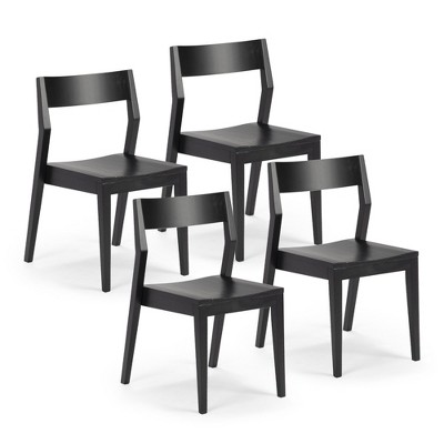 Plank+Beam Modern Dining Chair Set of 4, Solid Wood Chairs for Kitchen, Office, Living Room