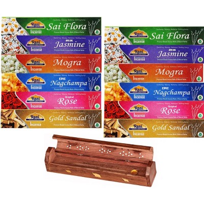 Multi Pack Incense (Premium Masala Incense Made of Natural Herbs) with Incense Burner - Rani Brand Authentic Indian Products