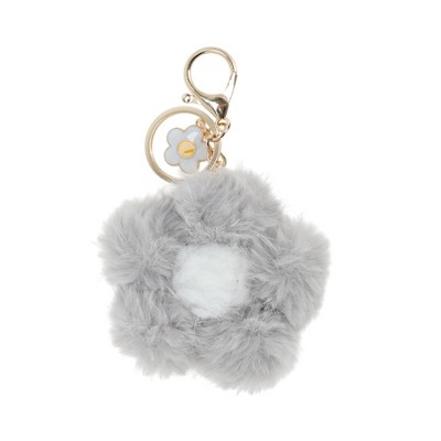 Unique Bargains Cherry Blossoms Pom Pom Handbag Charm 1 Pc