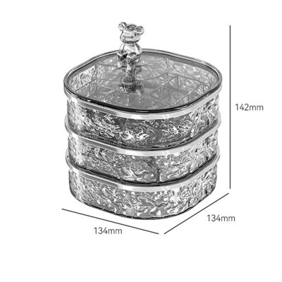 HTUTWOO 360-Degree Rotating Jewelry Organizer, 3-Layer Acrylic Storage Box, With Handle Clear Display Case For Rings Earrings Jewelry Accessories