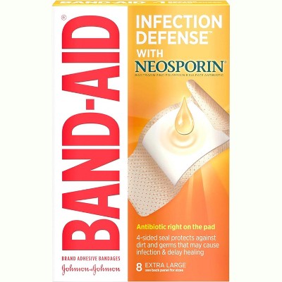 Band Aid - Plus Antibiotic Adhesive Bandages Extra Large, 8 Ct