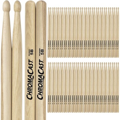 ChromaCast 5B USA Made Hickory Drumsticks Pair - Wood Tipped - Drum Sticks Tour Tested by Pro Drummers - Real American Hickory Wood