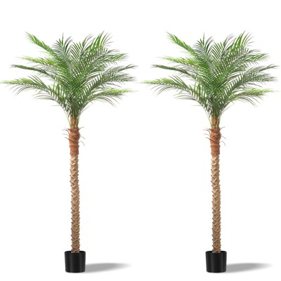 7ft/8ft/9ft Artificial Palm Trees 2 Packs Indoor Outdoor Tropical Decor Tall Fake Plants Large Faux Sago Palm Tree