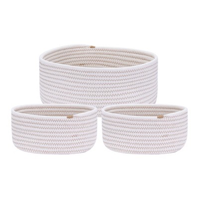 Unique Bargains Woven Storage Organizer Decor Storage Basket 3 Pcs