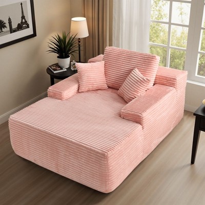 XIZZI 67" Oversized Chaise Lounge Indoor, No Assembly Required, Upholstered Sofa Bed with Throw Pillows & Optional Cup Holder for Extra Comfort