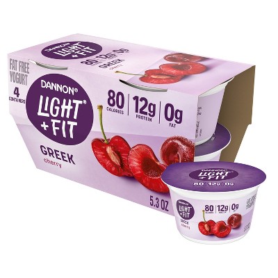Light + Fit Nonfat Gluten-Free Cherry Greek Yogurt - 12g Protein 4ct/5.3oz Cups