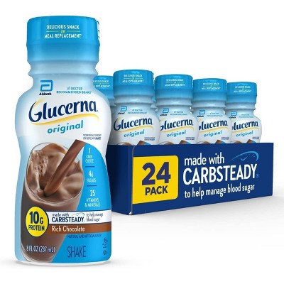 Glucerna Therapeutic Nutrition Shake, Rich Chocolate, 8 fl oz Carton, 24 Count