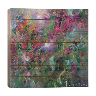 26" x 26" Thousand Kisses Deep Wood Print by Jaanika Talts - iCanvas: Transitional Style, Botanical Abstract Wall Art, No Battery Required
