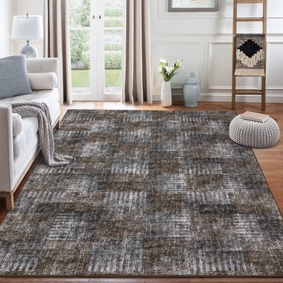 Modern Abstract Area Rug Washable Rug with Non Slip Rubber Backing