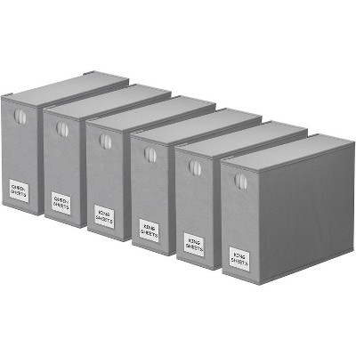 6-Pack Bed Sheet Organizers and Storage, Foldable Sheet Organizers for a Linen Closet, Gray