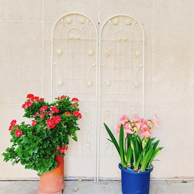 MOEPISY 2 Pack Metal Garden Trellis 71 inch x 19.7 inch Rustproof Trellis Cream White