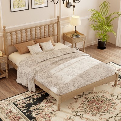 TiramisuBest Full Size Farmhouse Murphy Cabinet Bed with Charging Station and Large Storage Drawer, Foldable Bed for Guest Room, Rustic Gray