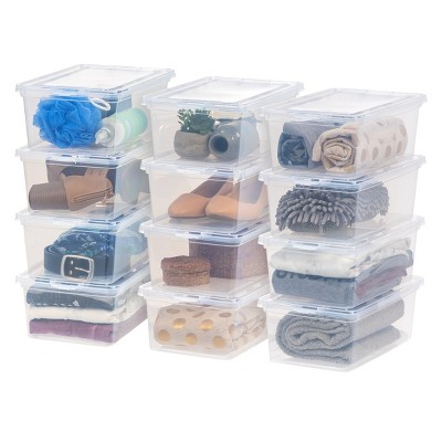 IRIS USA Plastic Storage Bin Tote Organizing Container with Latching Lid, Shoe Box, Clear