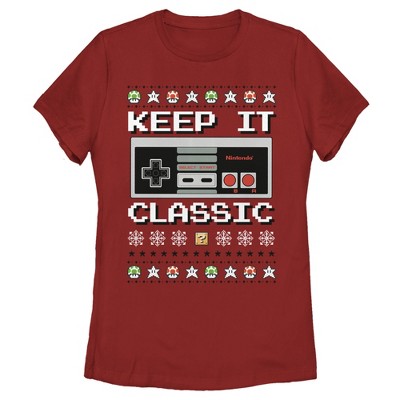 Women's Nintendo Ugly Christmas NES Classic Controller T-Shirt