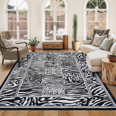 Acekool Machine Washable Plaid Runner Rug, Non-Slip Rubber Backing, Geometric Checkered Area Carpet for Hallway, Kitchen, Bedroom