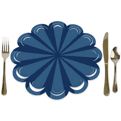 Big Dot of Happiness Navy Stripes - Simple Party Round Table Decorations - Paper Chargers - Place Setting For 12