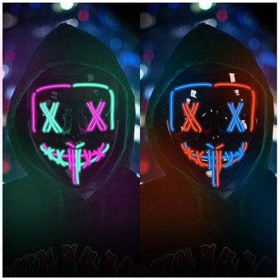 Garvee 2Pack Light up Mask LED Mask-Scary Masks, Glow Neon Mask Costume Mask with 3 Lighting Modes