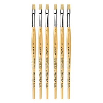 da Vinci JUNIOR BORSTE Synthetic Student Brush, Synthetic, Tempera, Flat, Series 329, Size 6, Pack of 6