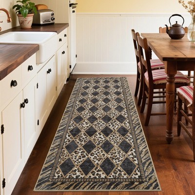 Leopard Print Large Area Rug Soft Low Pile Checkered Hallway Runners Indoor Living Room Carpet Rugs