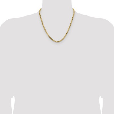Chisel Stainless Steel Polished Yellow IP-plated 3.5mm 20" Elongated Round Box Chain Necklace