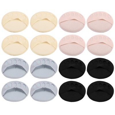 Unique Bargains Women's 4 Colors Soft Fabric Breathable Five Toes Forefoot Pads Black Pink Gray Beige 8 Pairs