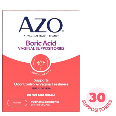 AZO Boric Acid Vaginal Suppositories with Aloe - 30ct