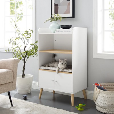 Sam's Pets Becky 39" Single Rest Cat Tree Bookshelf with Drawer In White