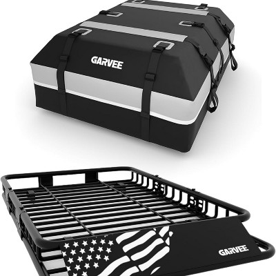 Universal Roof Rack Basket, 200 Lbs Capacity Rooftop Cargo Carrier Basket with Waterproof Luggage Bag, for Suvs, Trucks, Vehicles