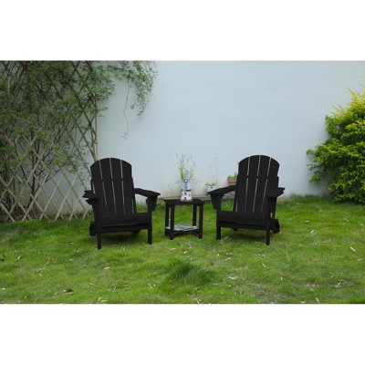 SKRAN Set of 3 Durable Garden Furniture Set, Weather-Resistant HDPE Patio Set with 1 Side Table & 2 Adirondack Chair for Deck ＆ Outdoor