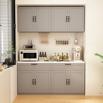 Famapy Split Kitchen Pantry Cabinet Storage Cupboard