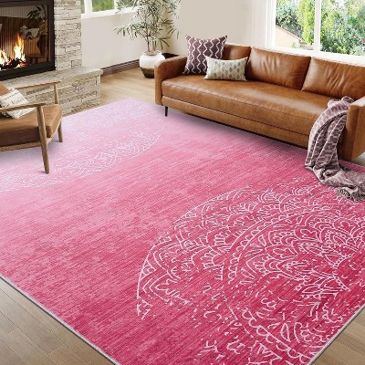 Washable Rug, Plush 350gsm Pearl Velvet Rug with Non-Slip TPR Backing, Foldable Carpet for Bedroom, Kitchen, Entryway, Pet-Friendly