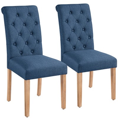 Yaheetech 2pcs Classic Fabric Upholstered Dining Chair Kitchen Chair
