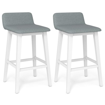 Tangkula 29" Upholstered Barstools w/ Low Back Footrest & Wood Legs for Kitchen Island