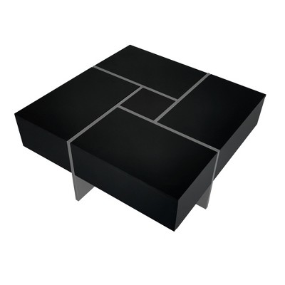 COWLOWN White Unique Design Coffee Table with 4 Hidden Storage Compartments, Extendable Sliding Tabletop, Center Table for Living Room